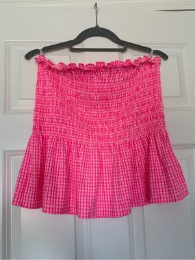 Lilly Pulitzer Jadis pink and white checkered tube top size M